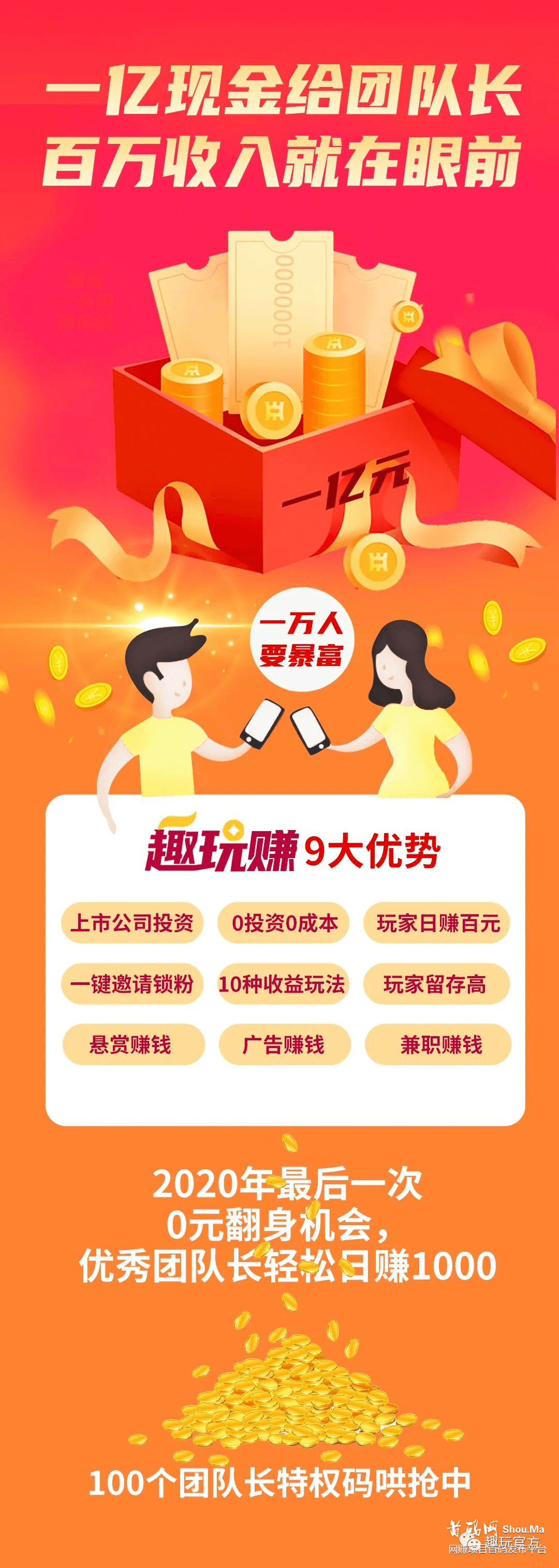 趣玩赚官方即将出首码!100万给团队长7大扶持