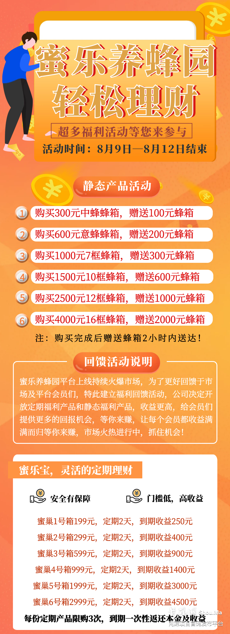 注册送999元蜂箱，每天收益8元，签到再得1元